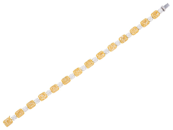 Diamond Tennis Bracelet - 18 KT White and Yellow Gold