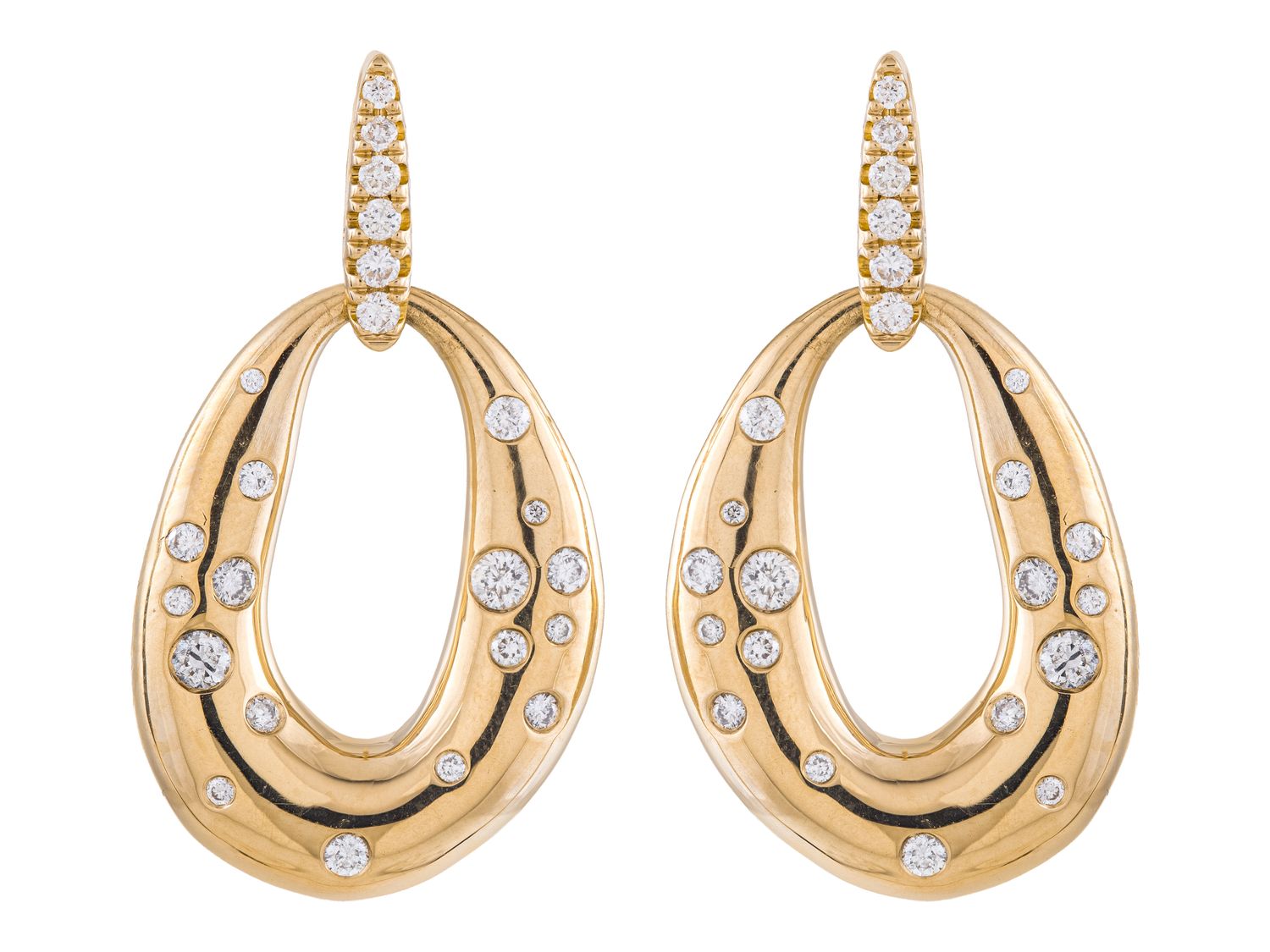 Diamond Earrings - 14 KT Yellow Gold