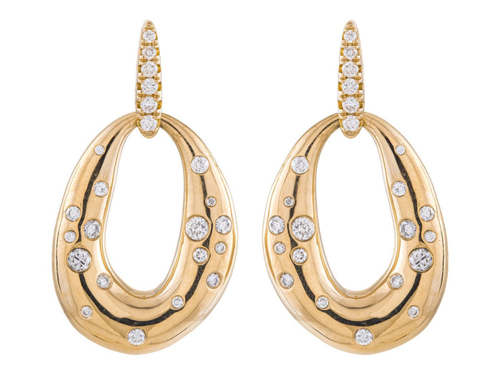 Diamond Earrings - 14 KT Yellow Gold