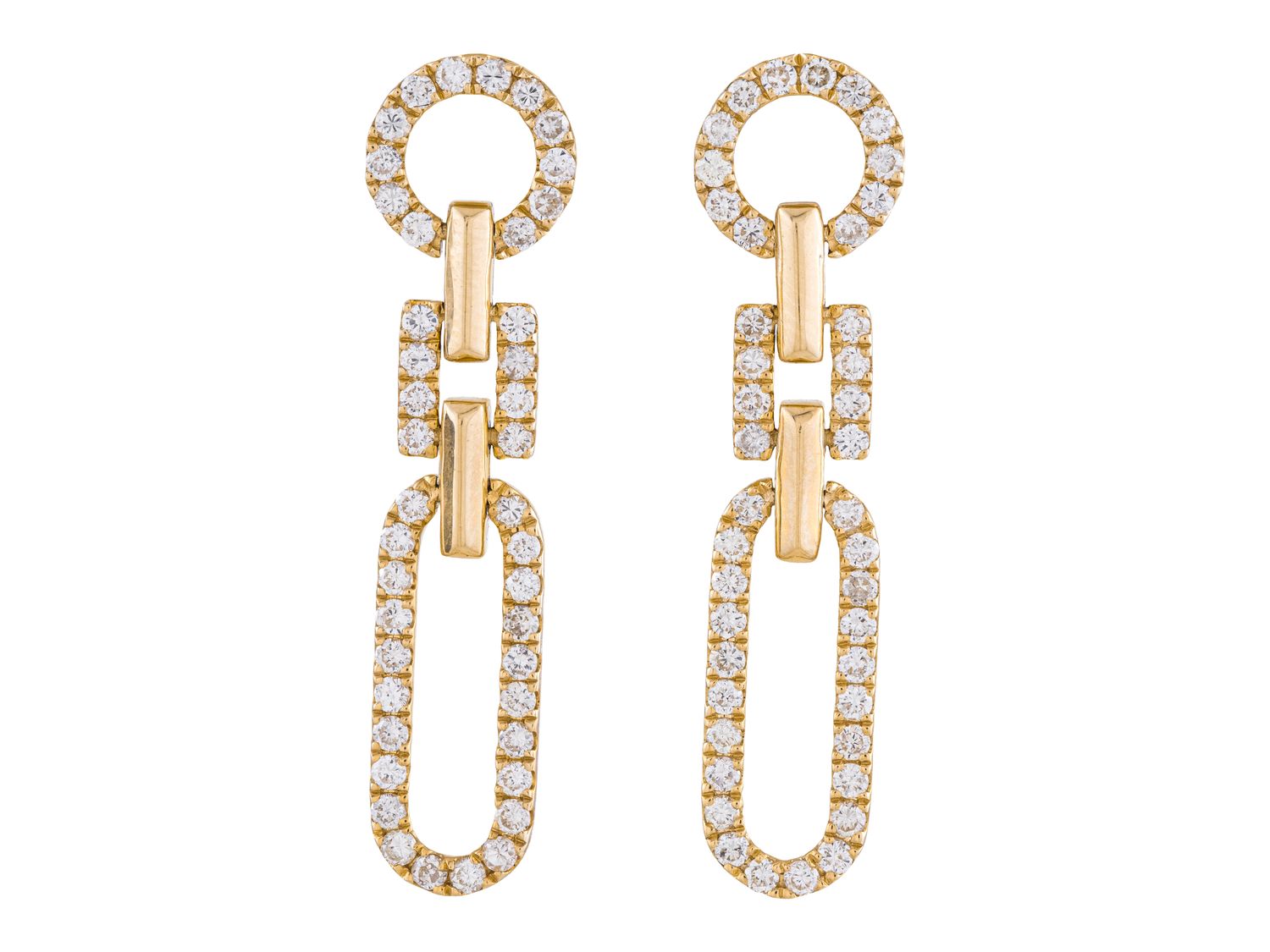 Diamond Earrings - 14 KT Yellow Gold