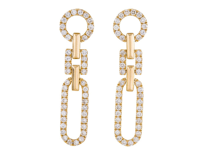 Diamond Earrings - 14 KT Yellow Gold