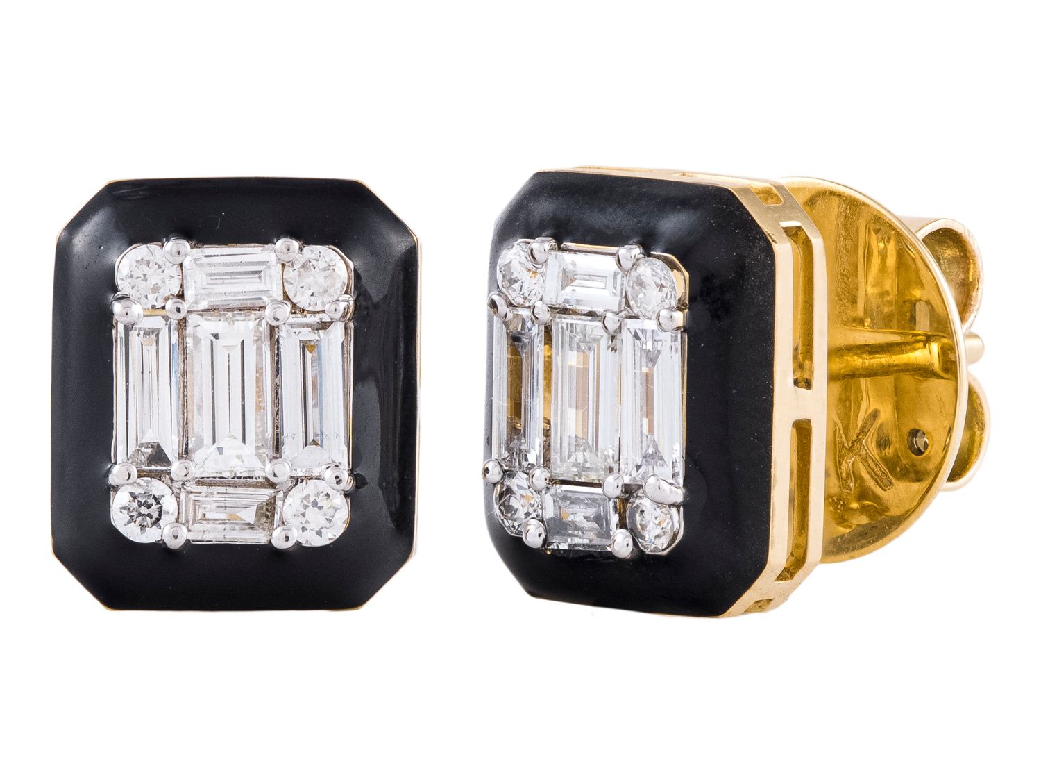 Diamond Earrings - 14 KT Yellow Gold