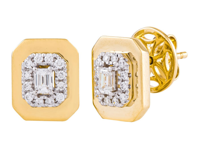 Diamond Earrings - 14 KT Yellow Gold
