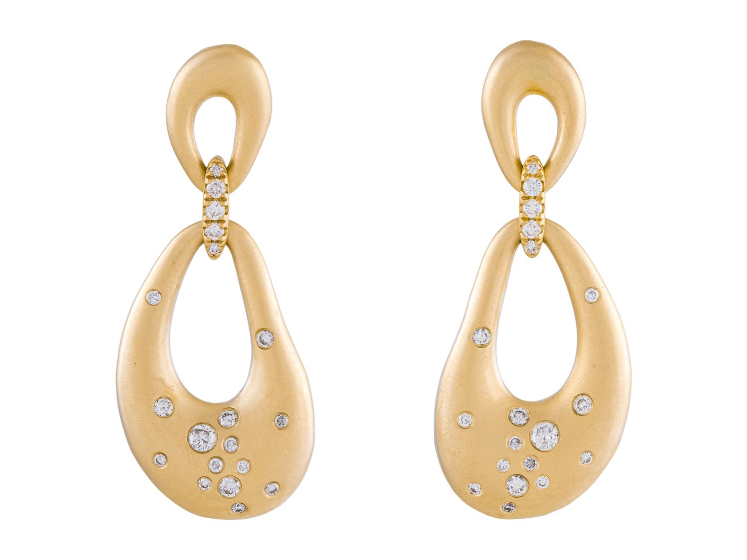 Diamond Earrings - 14 KT Yellow Gold