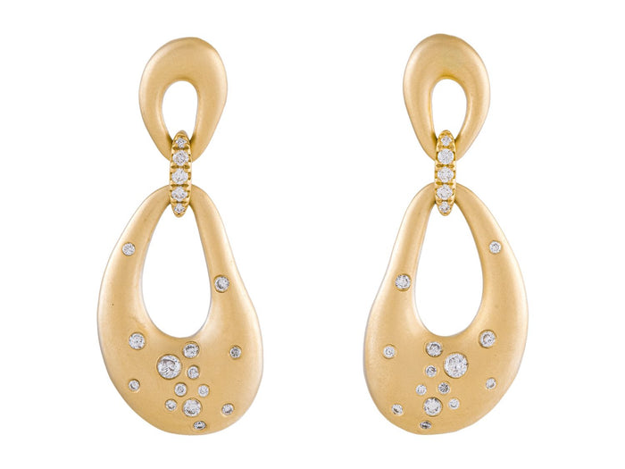 Diamond Earrings - 14 KT Yellow Gold
