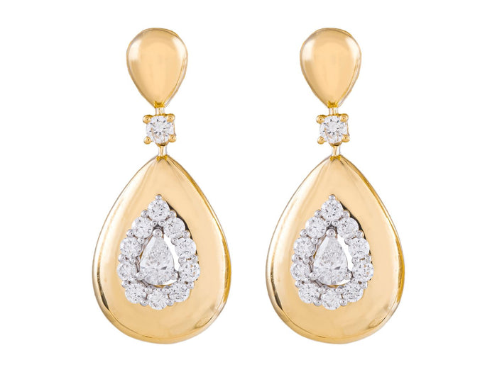Diamond Earrings - 14 KT Yellow Gold