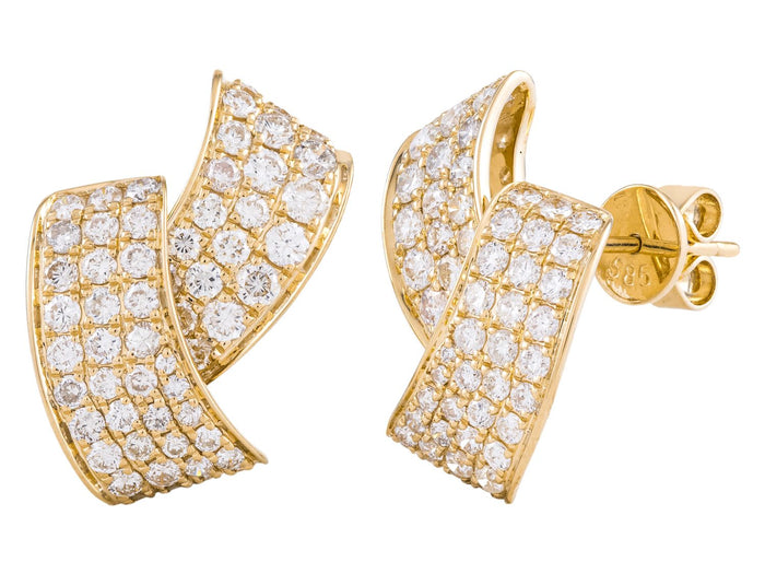 Diamond Earrings - 14 KT Yellow Gold