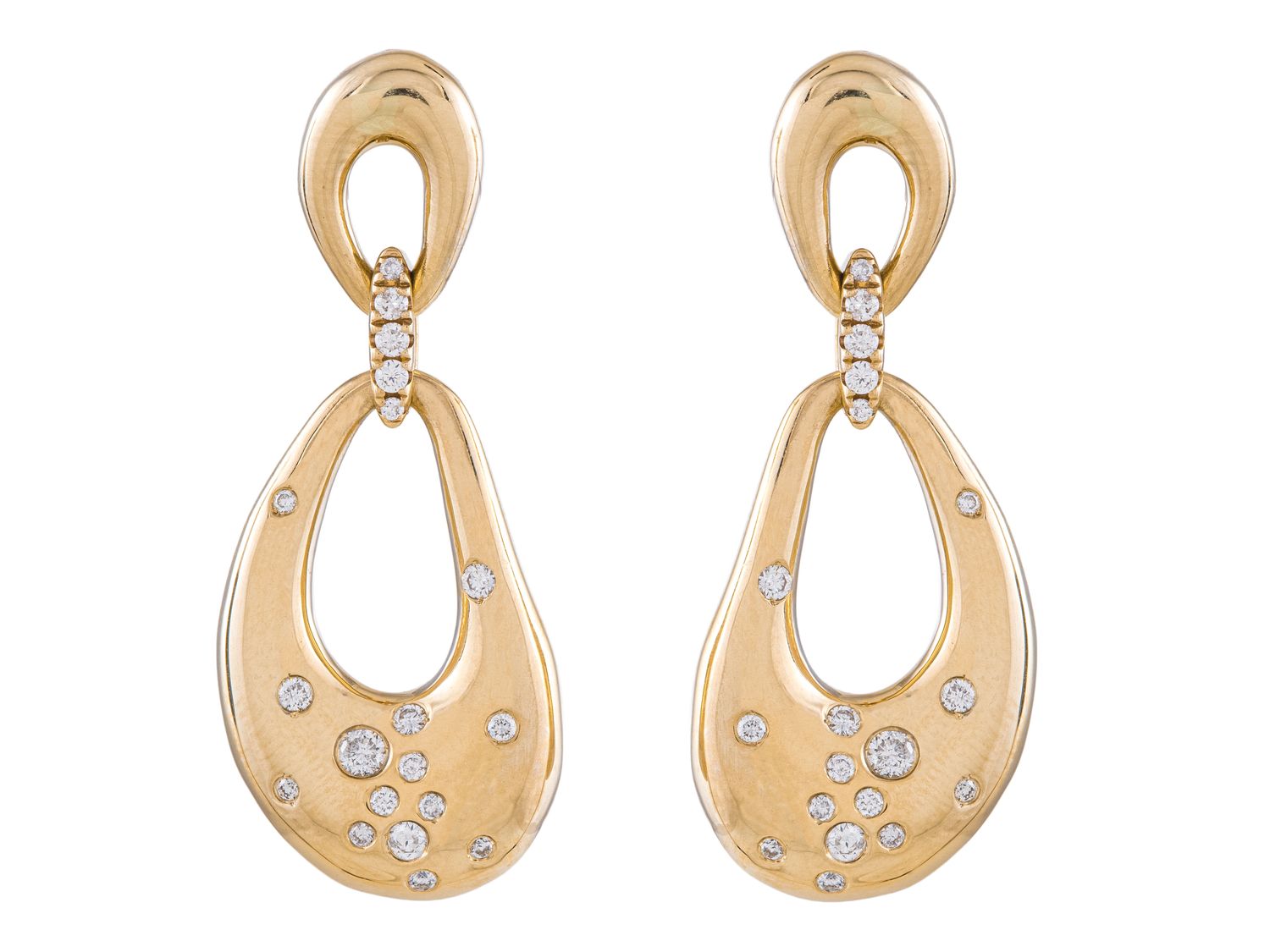 Diamond Earrings - 14 KT Yellow Gold