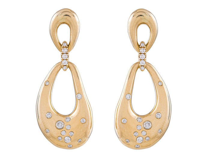 Diamond Earrings - 14 KT Yellow Gold