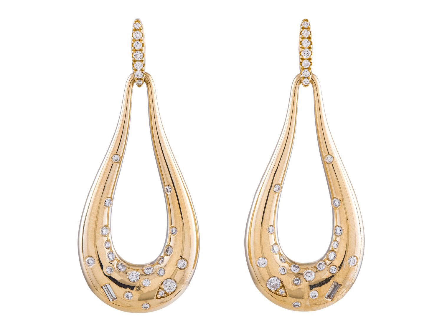 Diamond Earrings - 14 KT Yellow Gold