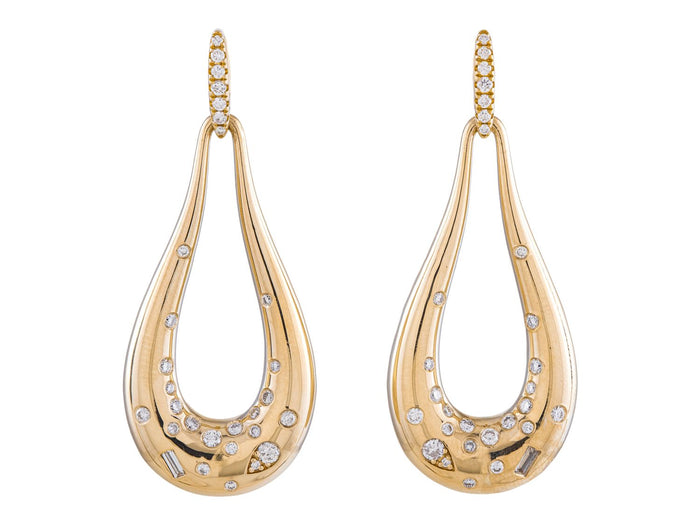 Diamond Earrings - 14 KT Yellow Gold