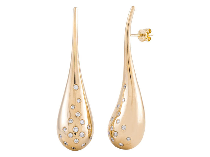 Diamond Earrings - 14 KT Yellow Gold