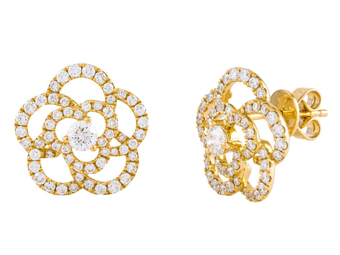 Diamond Earrings - 18 KT Yellow Gold