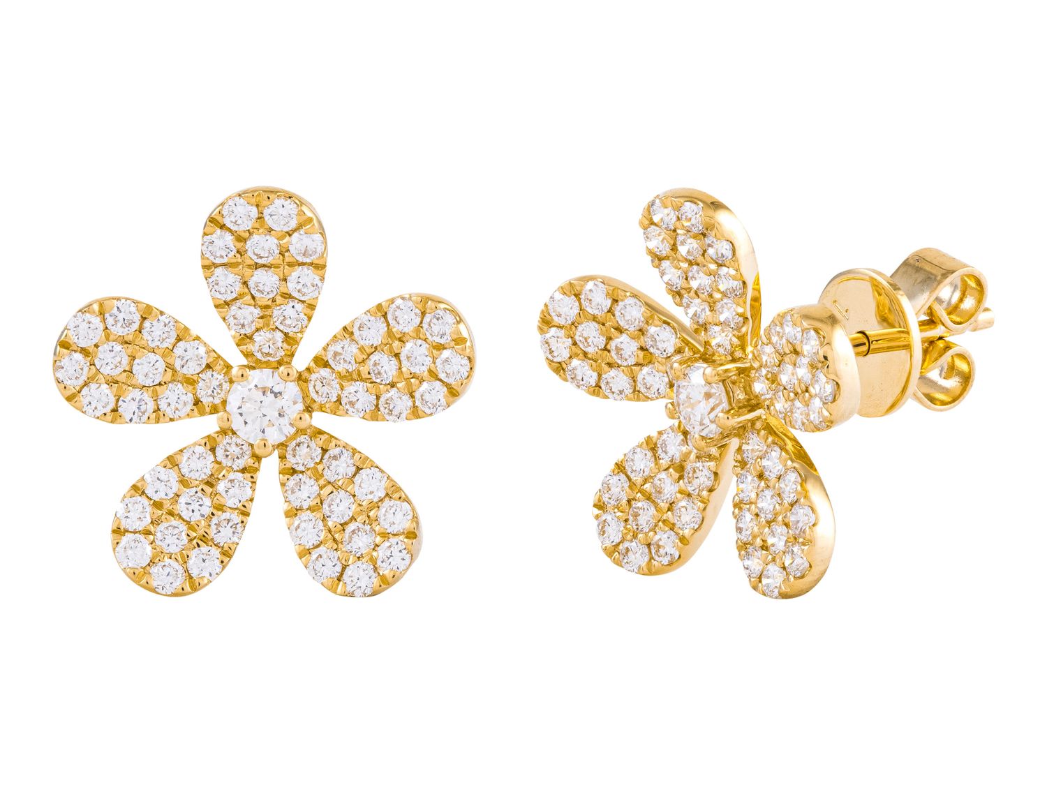 Diamond Earrings - 18 KT Yellow Gold