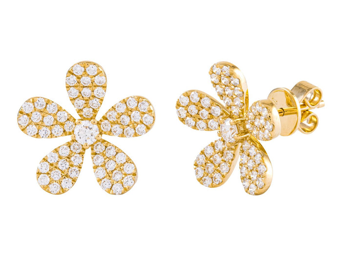 Diamond Earrings - 18 KT Yellow Gold