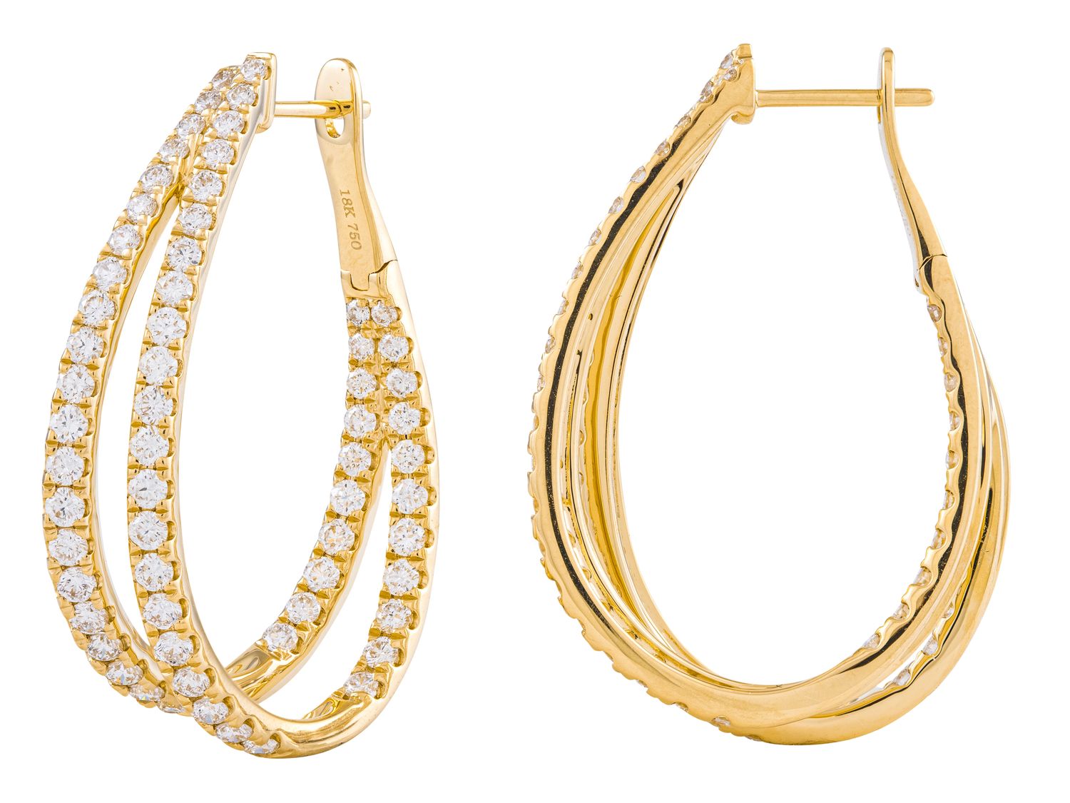 Diamond Earrings - 18 KT Yellow Gold