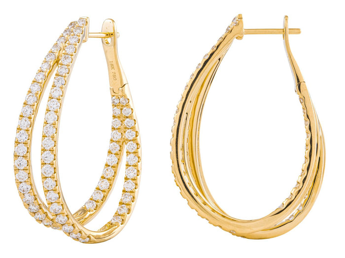 Diamond Earrings - 18 KT Yellow Gold
