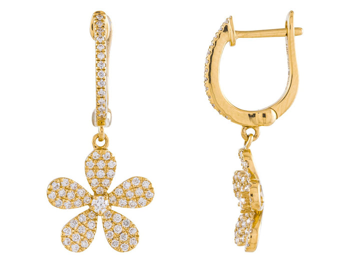 Diamond Earrings - 18 KT Yellow Gold