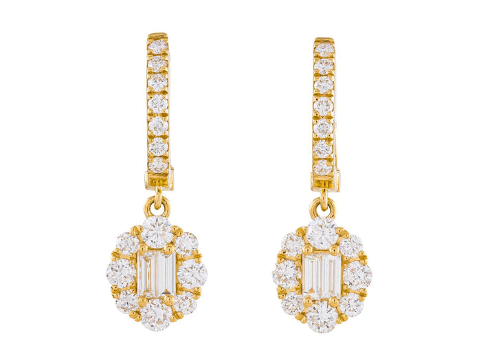 Diamond Earrings - 18 KT Yellow Gold