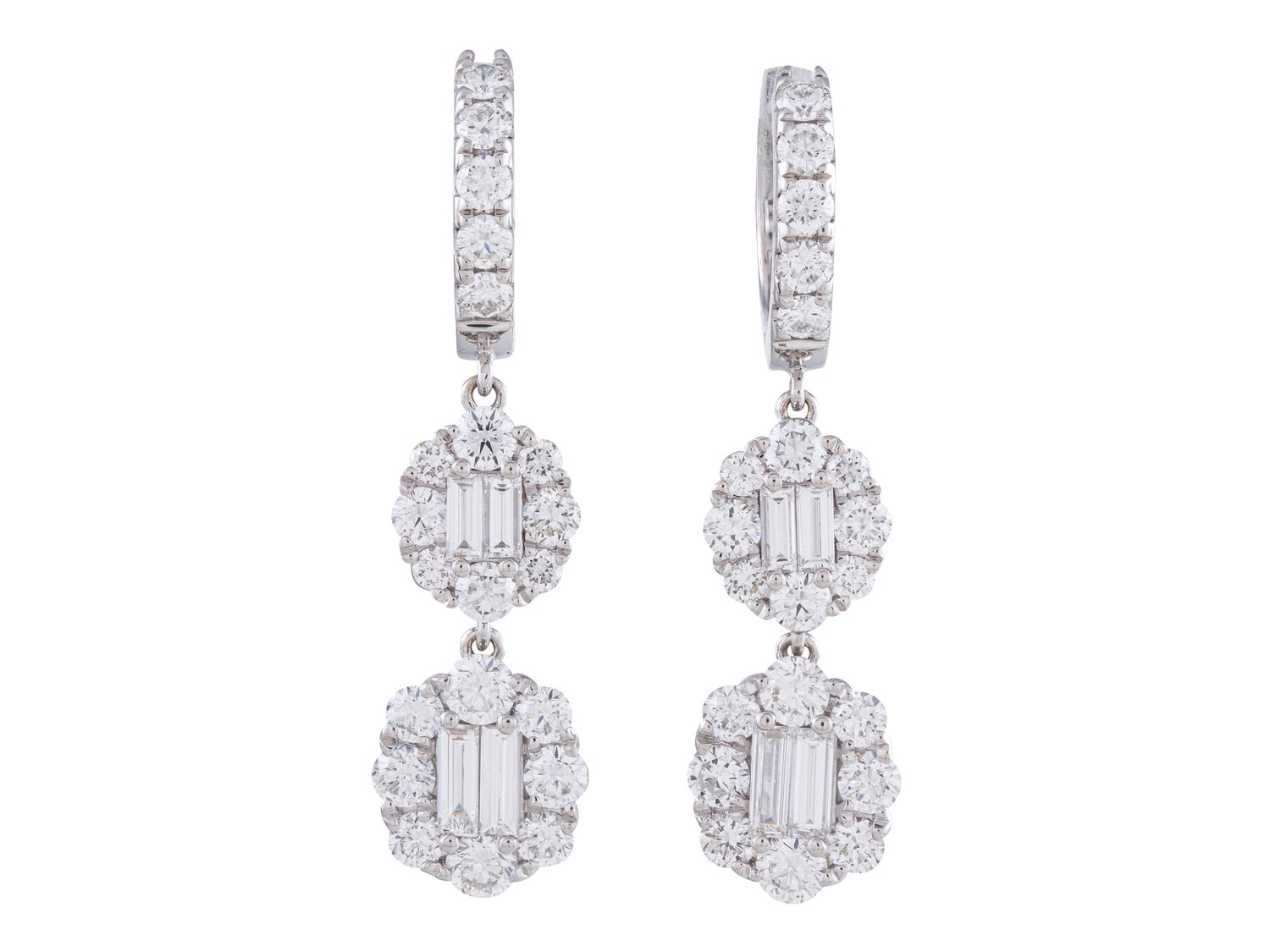 Diamond Earrings - 18 KT White Gold