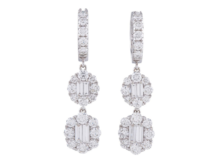 Diamond Earrings - 18 KT White Gold