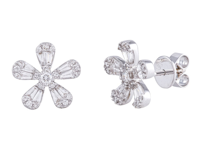 Diamond Earrings - 18 KT White Gold