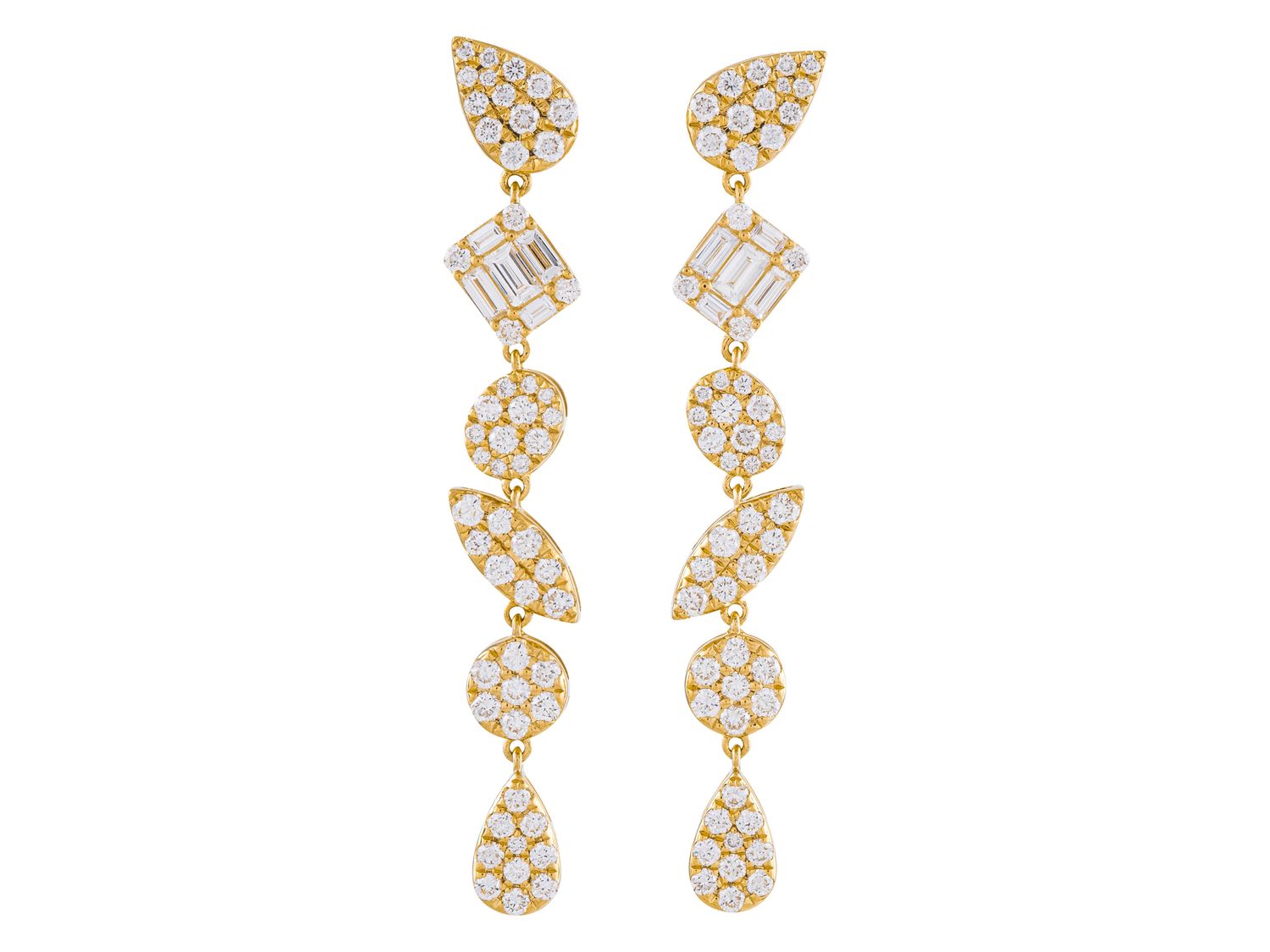 Diamond Earrings - 18 KT Yellow Gold