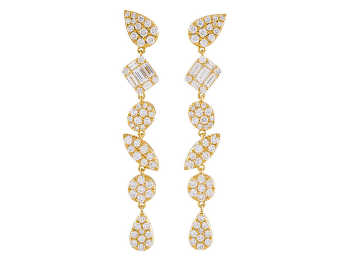 Diamond Earrings - 18 KT Yellow Gold