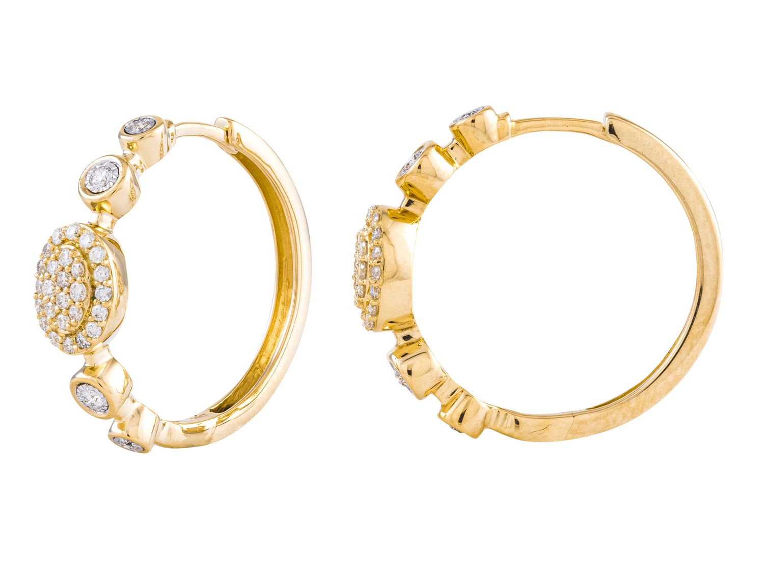 Diamond Earrings - 14 KT Yellow Gold