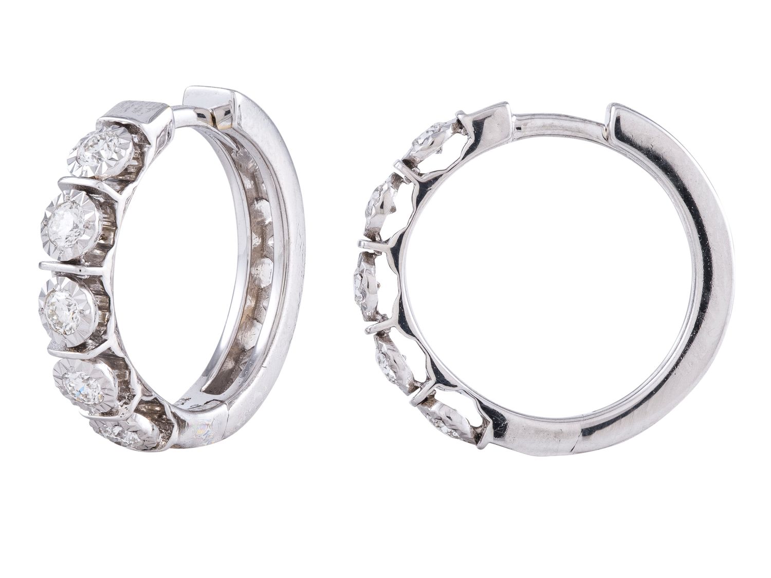Diamond Earrings - 14 KT White Gold