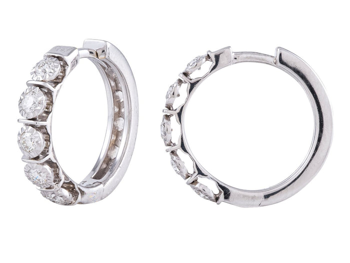 Diamond Earrings - 14 KT White Gold