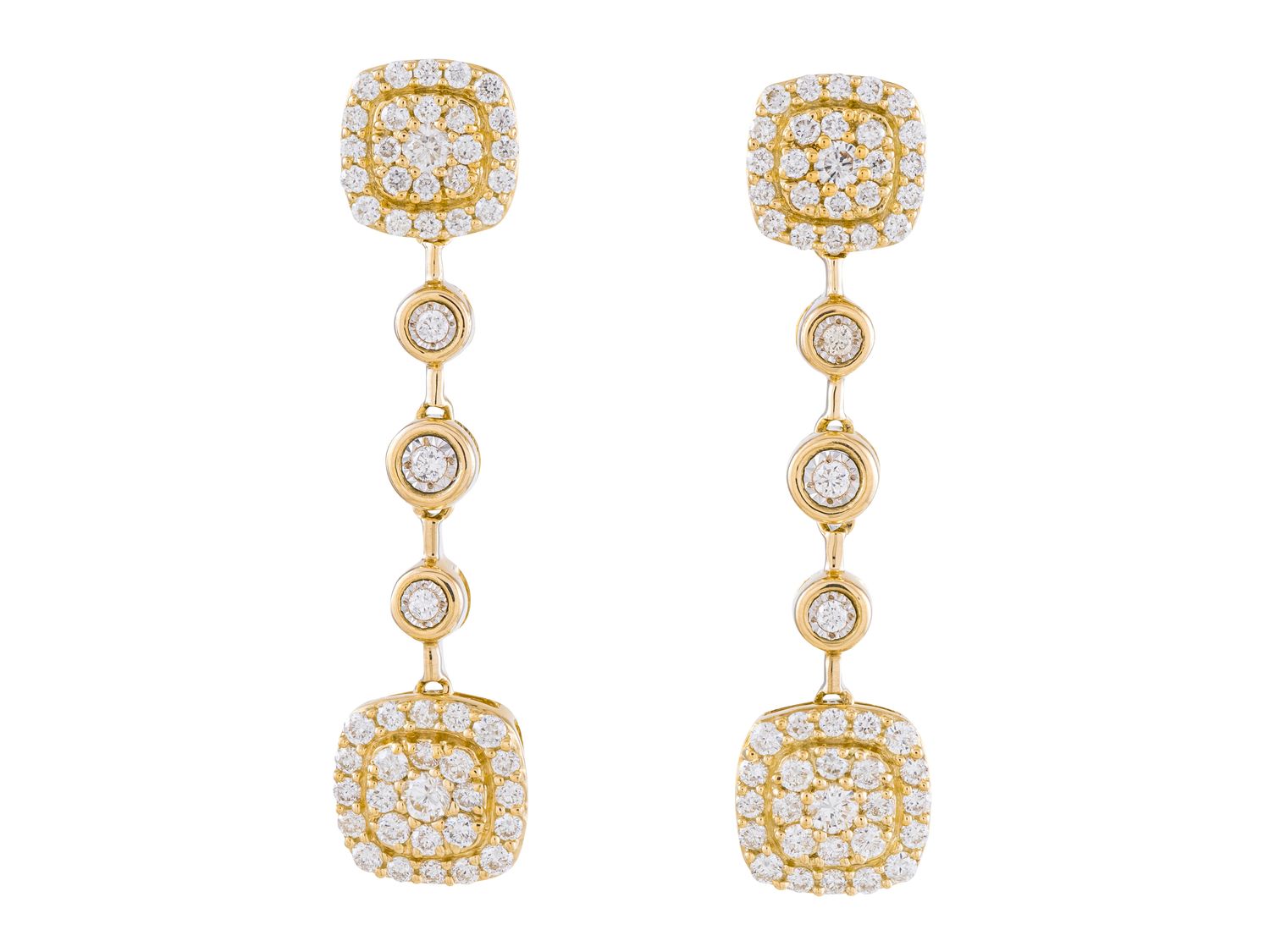Diamond Earrings - 14 KT Yellow Gold