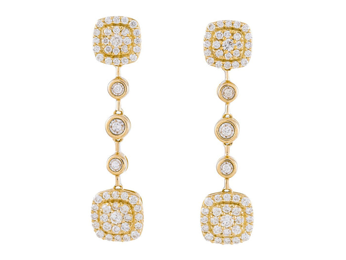 Diamond Earrings - 14 KT Yellow Gold