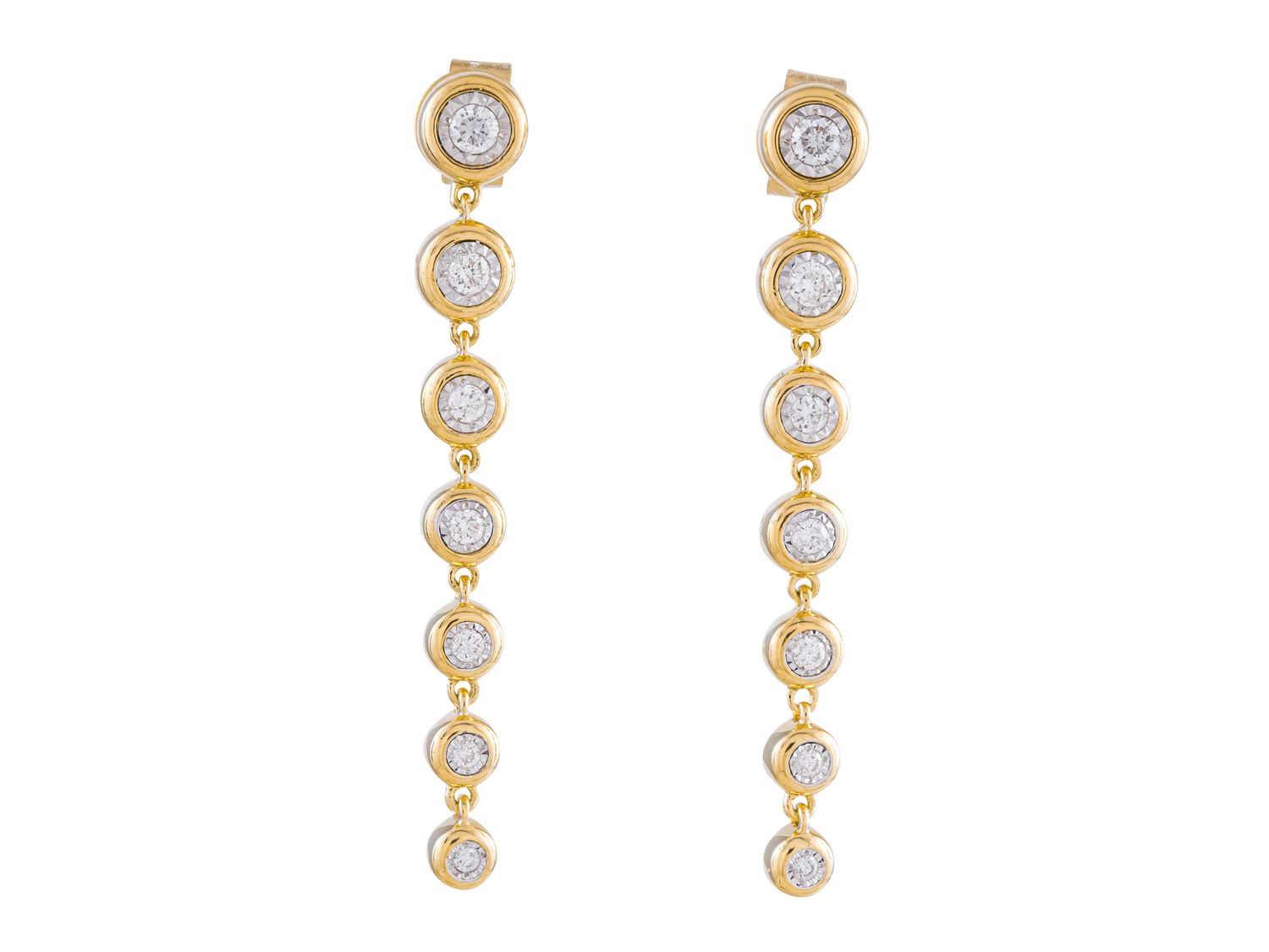 Diamond Earrings - 14 KT Yellow Gold