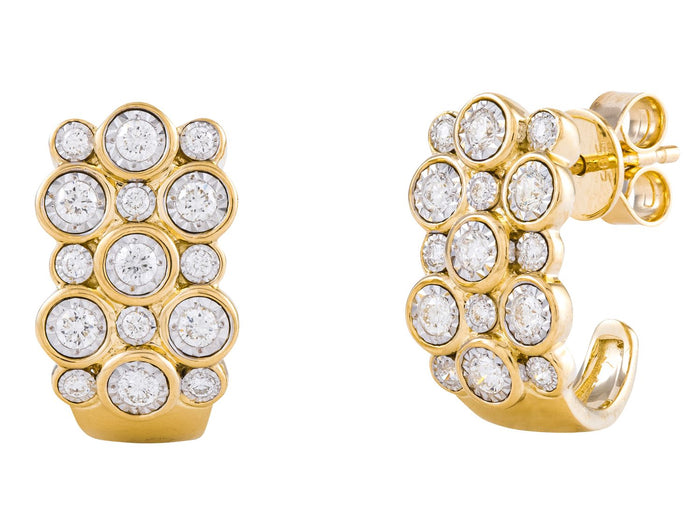 Diamond Earrings - 14 KT Yellow Gold