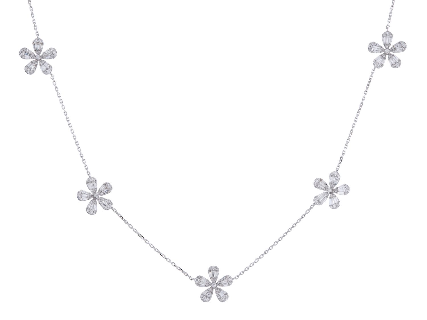 Diamond Necklace - 14 KT White Gold