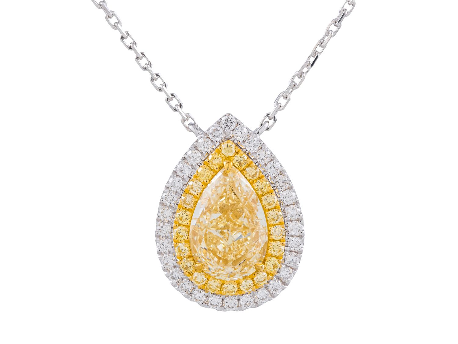 Diamond Necklace - 18 KT White and Yellow Gold