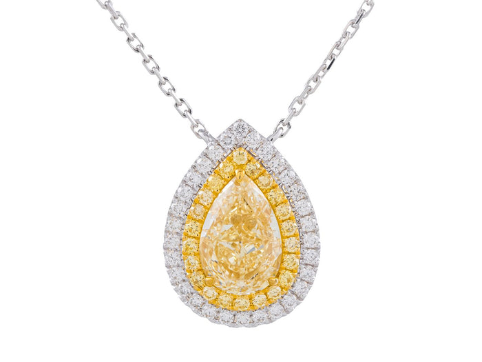 Diamond Necklace - 18 KT White and Yellow Gold