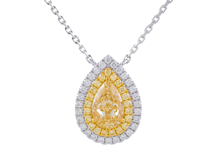 Diamond Necklace - 18 KT White and Yellow Gold