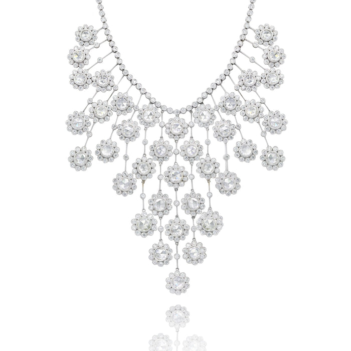 Rose Cut Diamond Flower Necklace