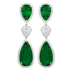 Emerald Halo Drop Earrings