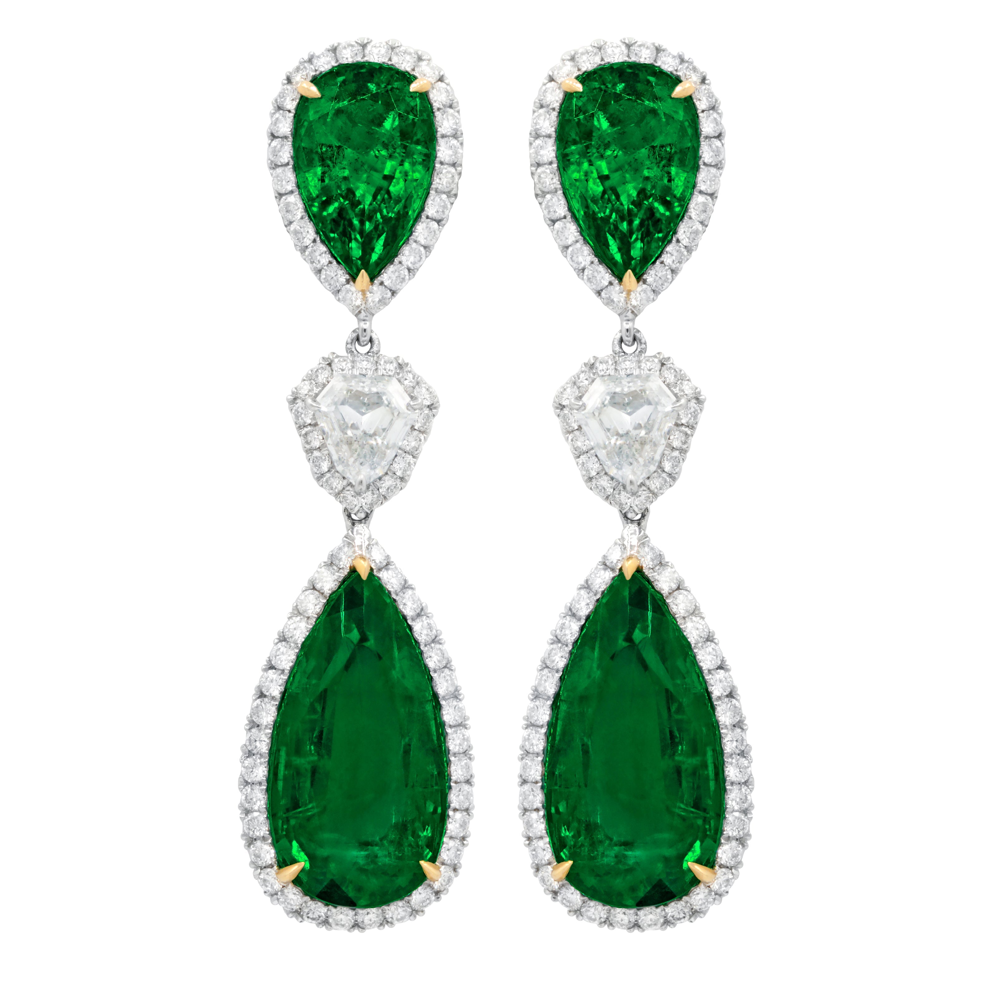 Emerald Halo Drop Earrings