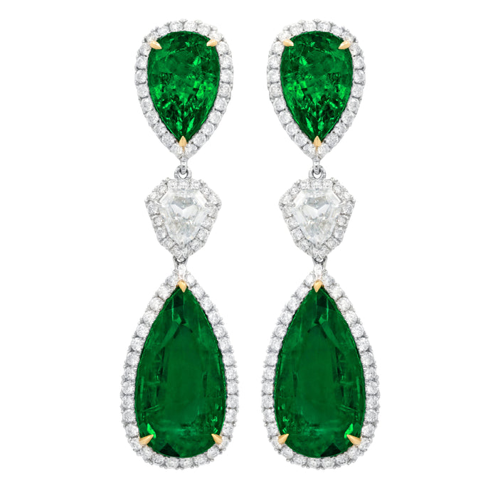 Emerald Halo Drop Earrings