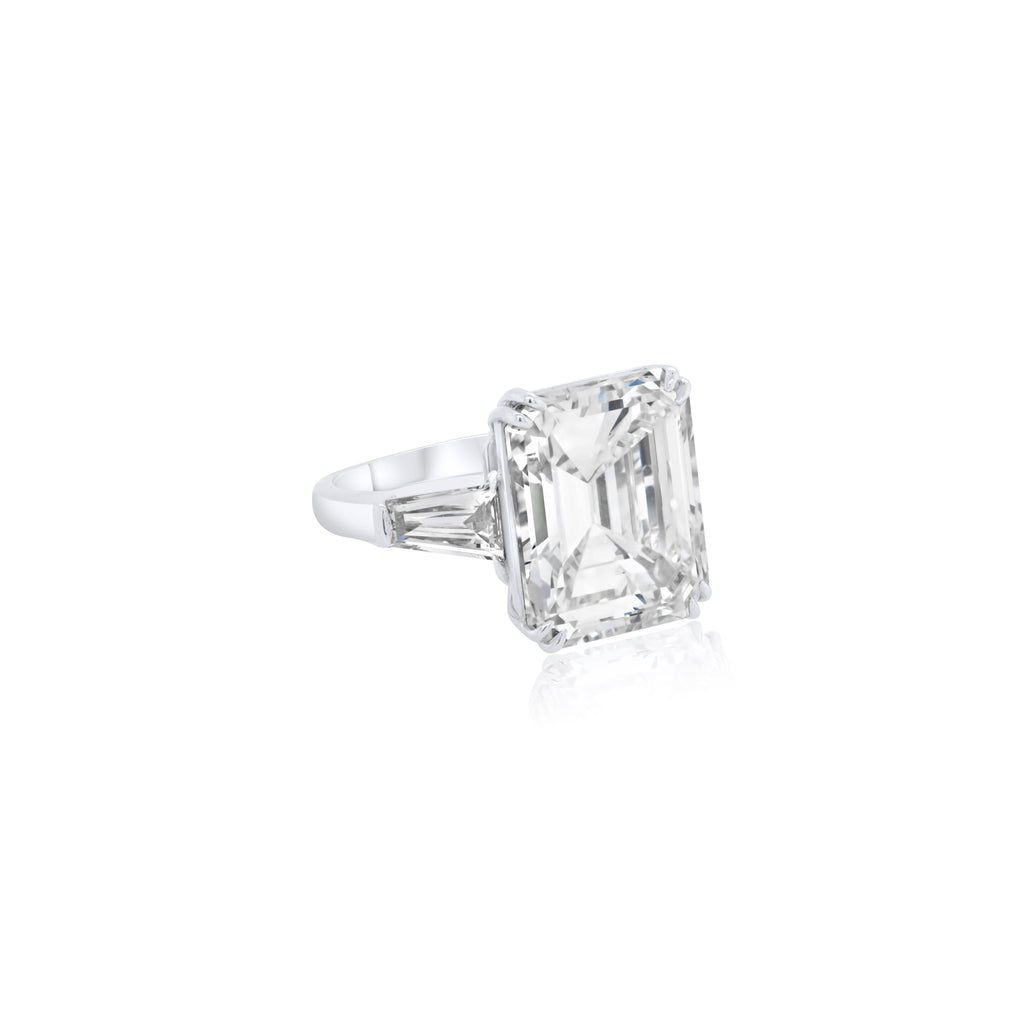 Emerald Cut Three-Stone Engagement Ring, Platinum