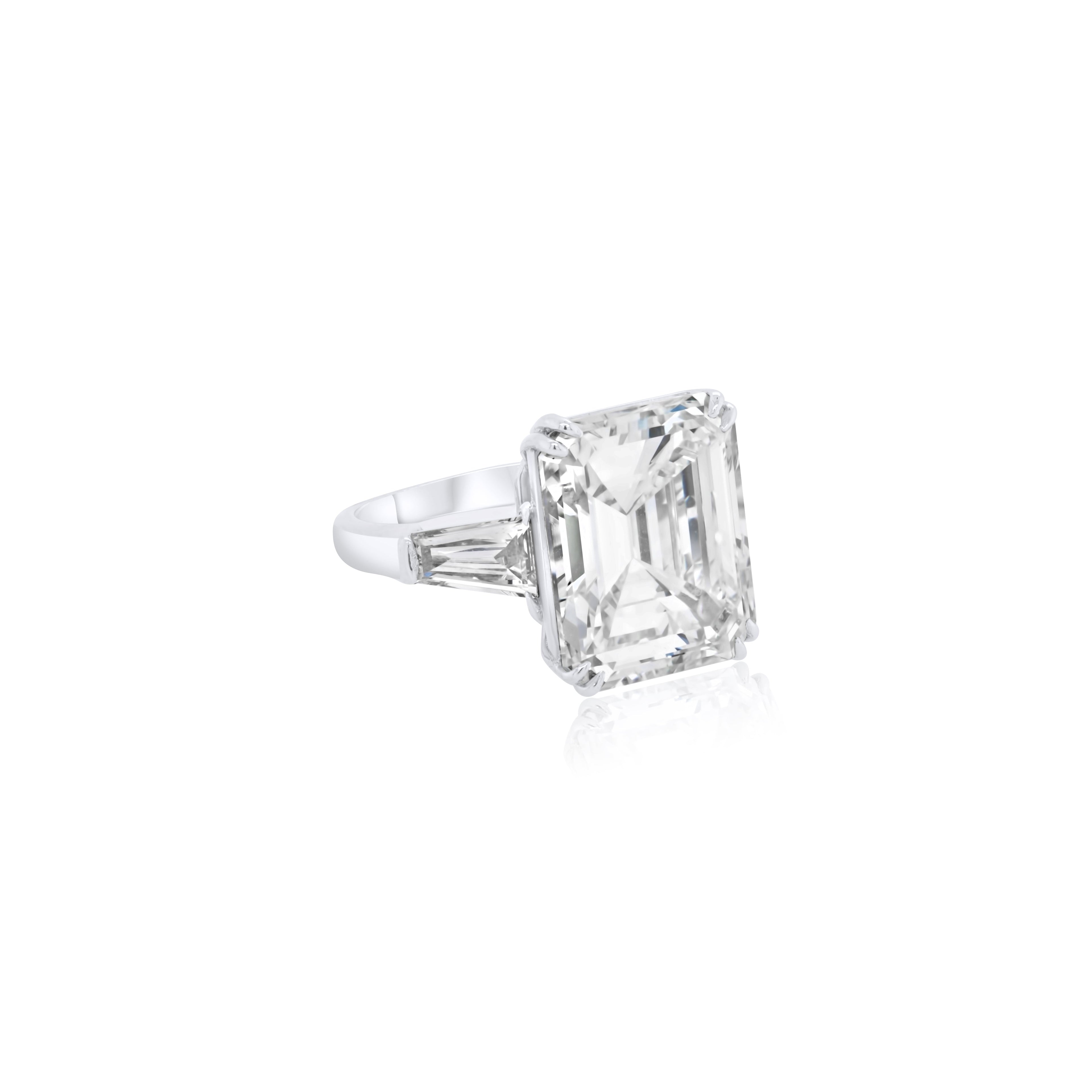Emerald Cut Three-Stone Engagement Ring, Platinum