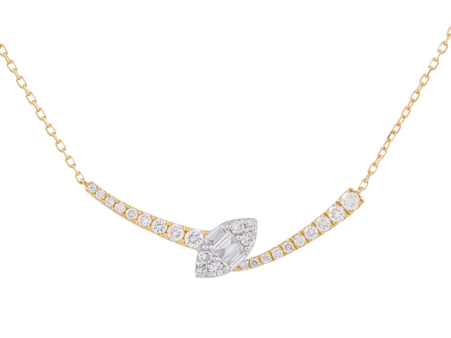 Diamond Necklace - 14 KT White and Yellow Gold