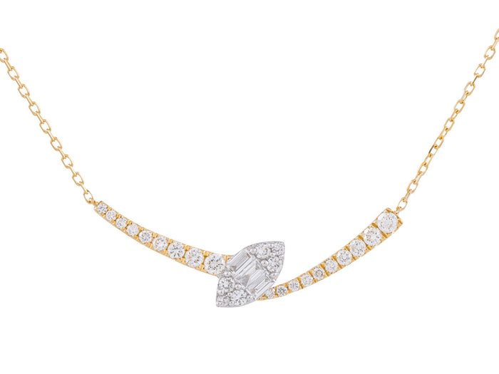 Diamond Necklace - 14 KT White and Yellow Gold
