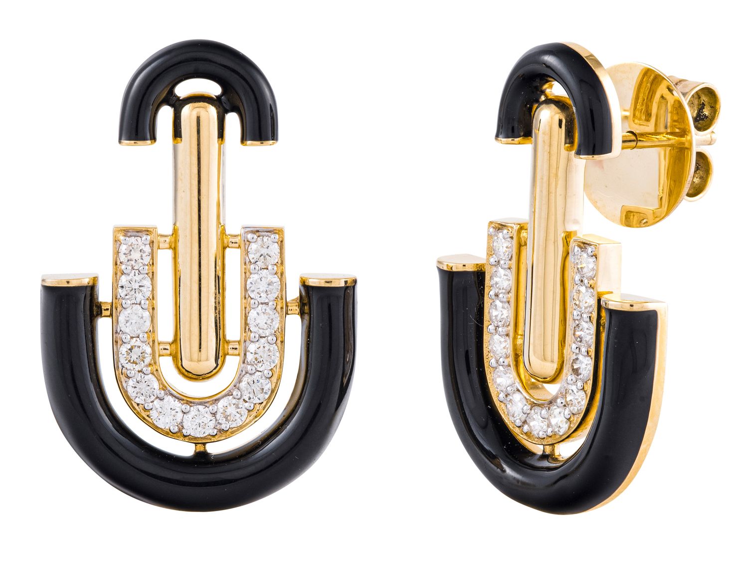 Diamond Earrings - 14 KT Yellow Gold