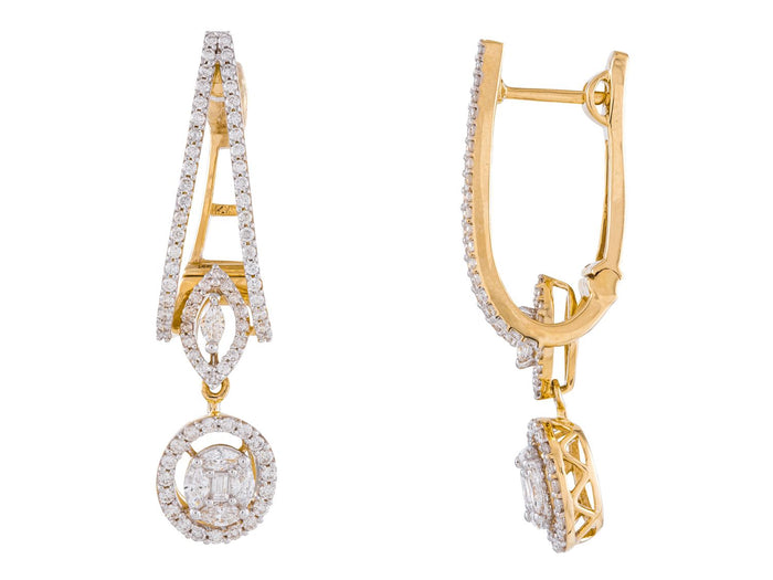 Diamond Earrings - 14 KT Yellow Gold