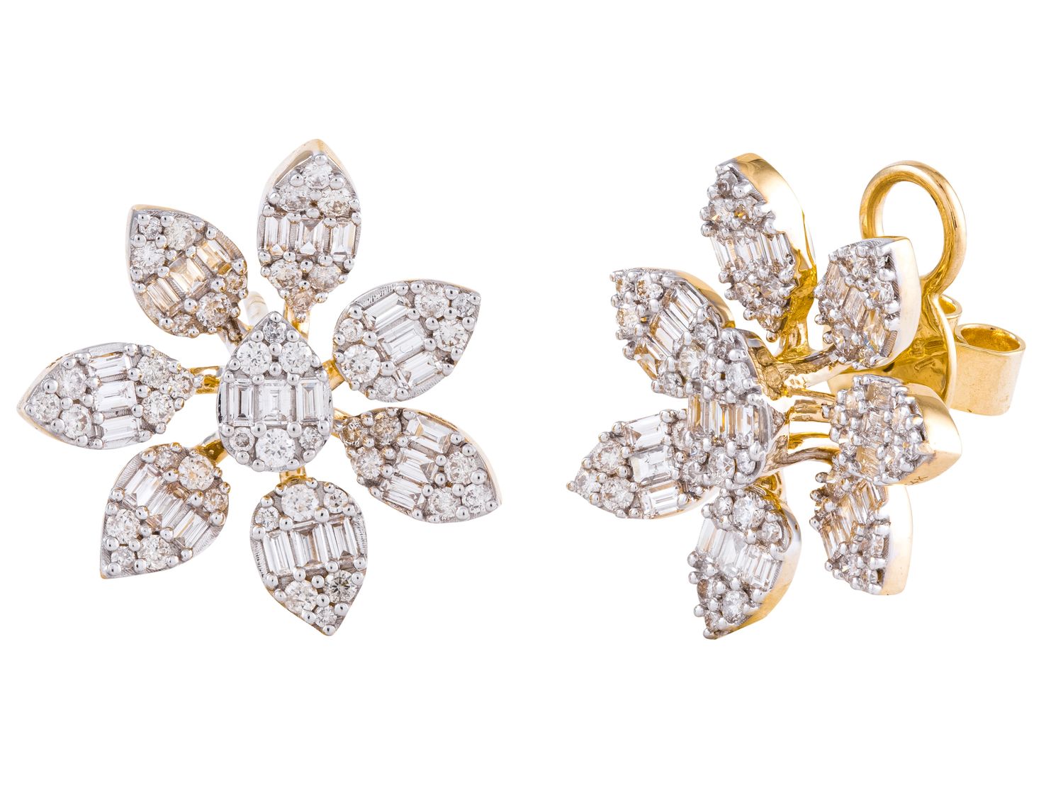 Diamond Earrings - 14 KT Yellow Gold